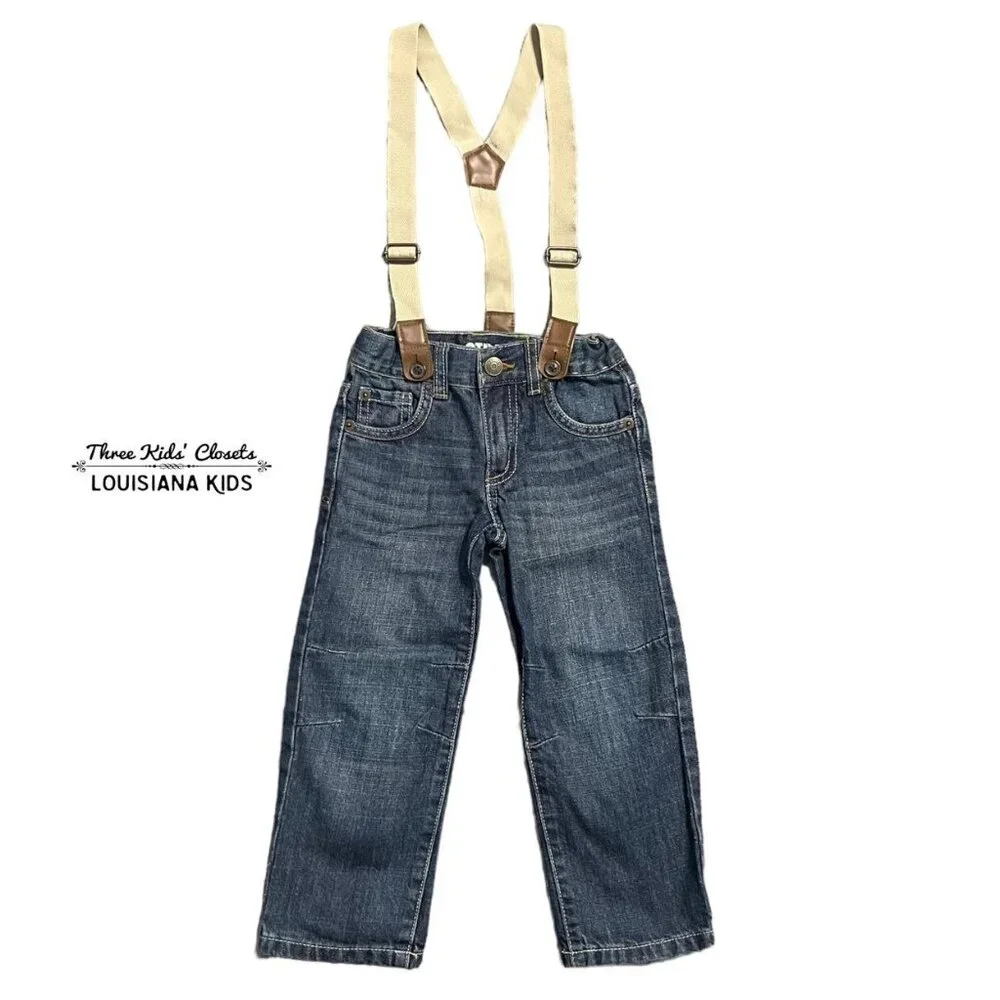 Gymboree 3T Straight Cut Suspender Jeans